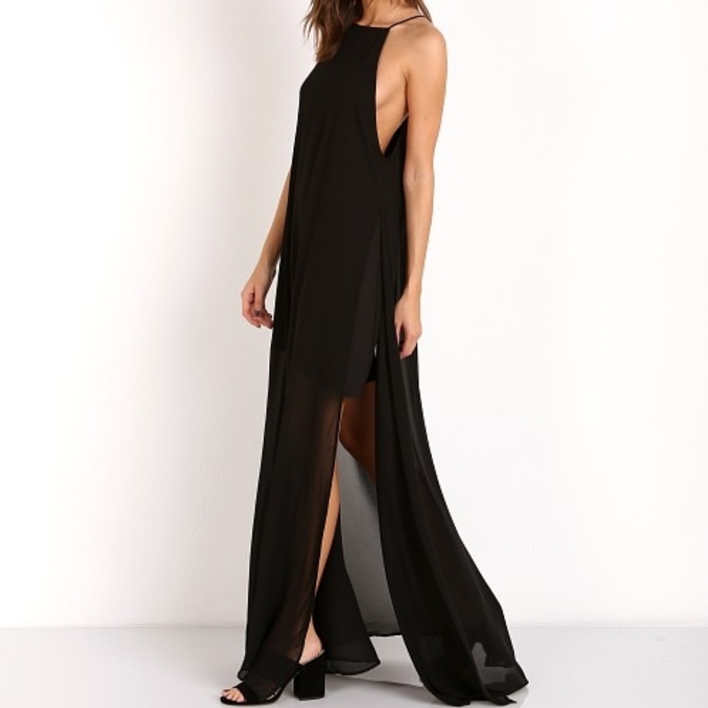 Show Me Your Mumu Black Sheer Lined Bronte Maxi Sleeveless Dress Small! - Picture 5 of 14